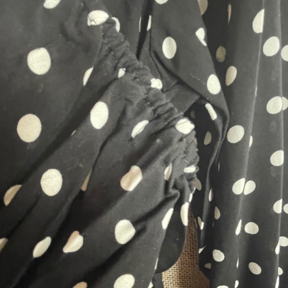 NWT! Queen Bee Maternity wrap midi dress black polka 12 long sleeves - Picture 8 of 11